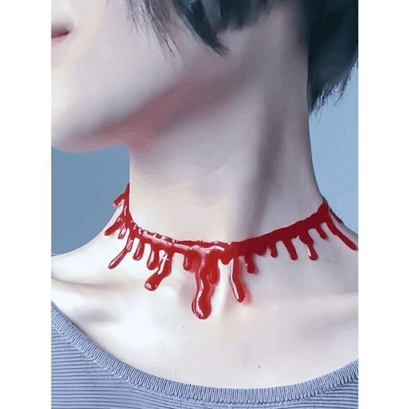 🩸 Halloween Vampire Costume Cosplay Dripping Blood Choker Necklace NEW - Picture 6 of 13